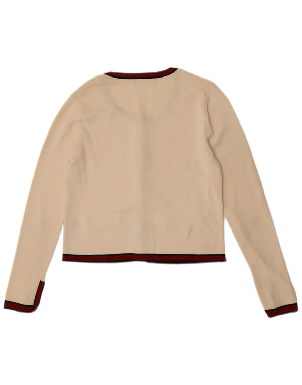 Zara Mujer Crop Cardigan Suéter UK 12 Medium Off White