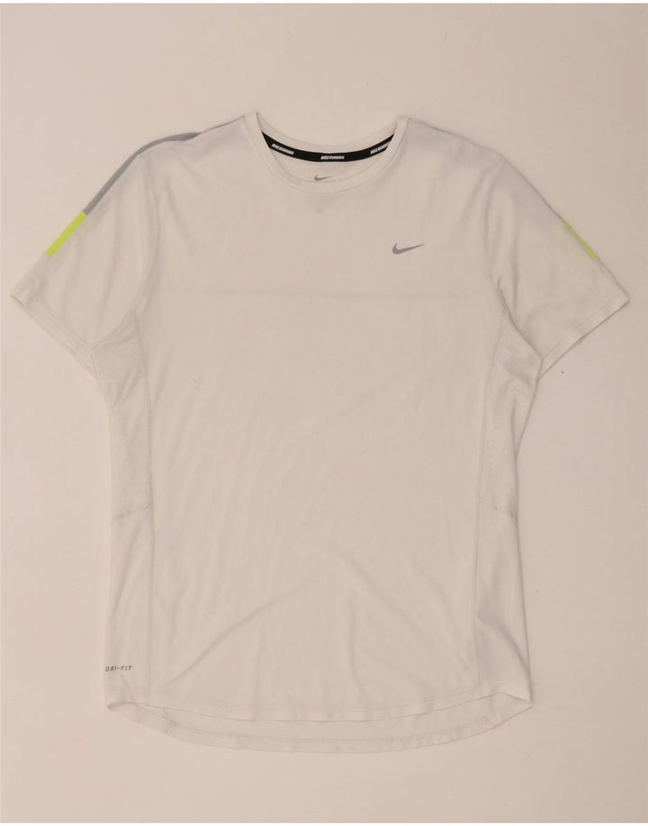Camiseta Nike Dri Fit para hombre Top medio blanco color block Poliéster