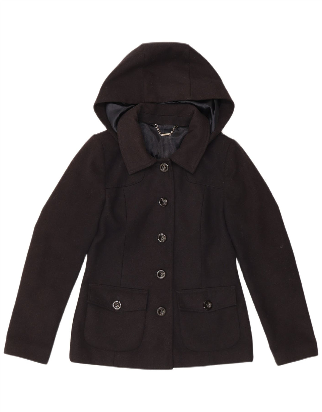 LAURA ASHLEY Chaqueta tipo blazer con capucha y 5 botones para mujer UK 10 Small Azul marino