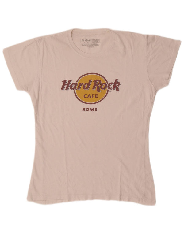 Hard Rock Cafe Mujer Rome Graphic Camiseta Top UK 40 Grande Algodón Blanco Roto