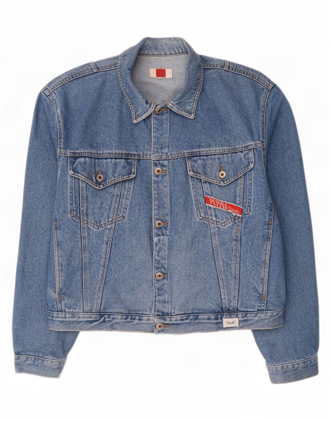 Vintage hombres chaqueta de mezclilla Reino Unido 42 XL algodón azul