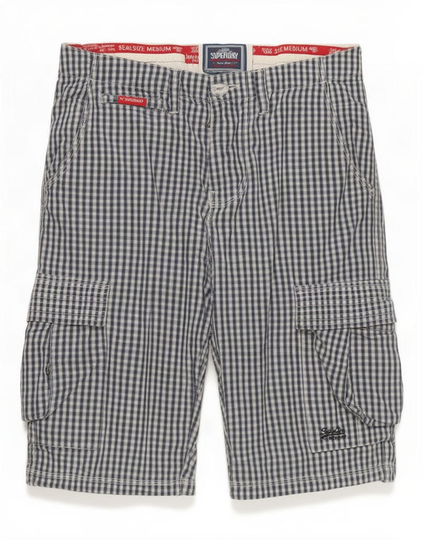 Superdry Shorts Cargo Para Hombre Medium W32 Algodón A Cuadros Azul Marino