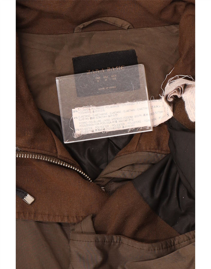 Zara Mujer Parka Chaqueta UK 44 Marrón Medio Poliamida