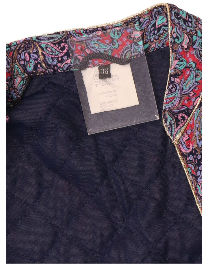 Chaqueta acolchada vintage para mujer IT 36 Pequeña Púrpura Paisley Viscosa
