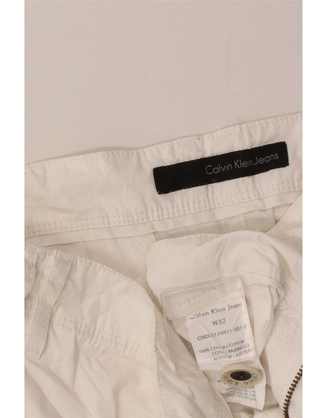 Pantalones cortos cargo Calvin Klein para hombre W32 Algodón blanco mediano