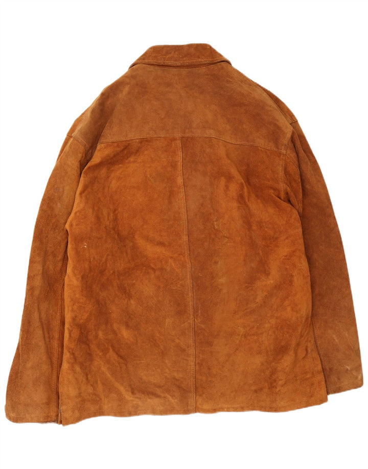 Vintage mujer chaqueta de ante Reino Unido 44 2XL marrón
