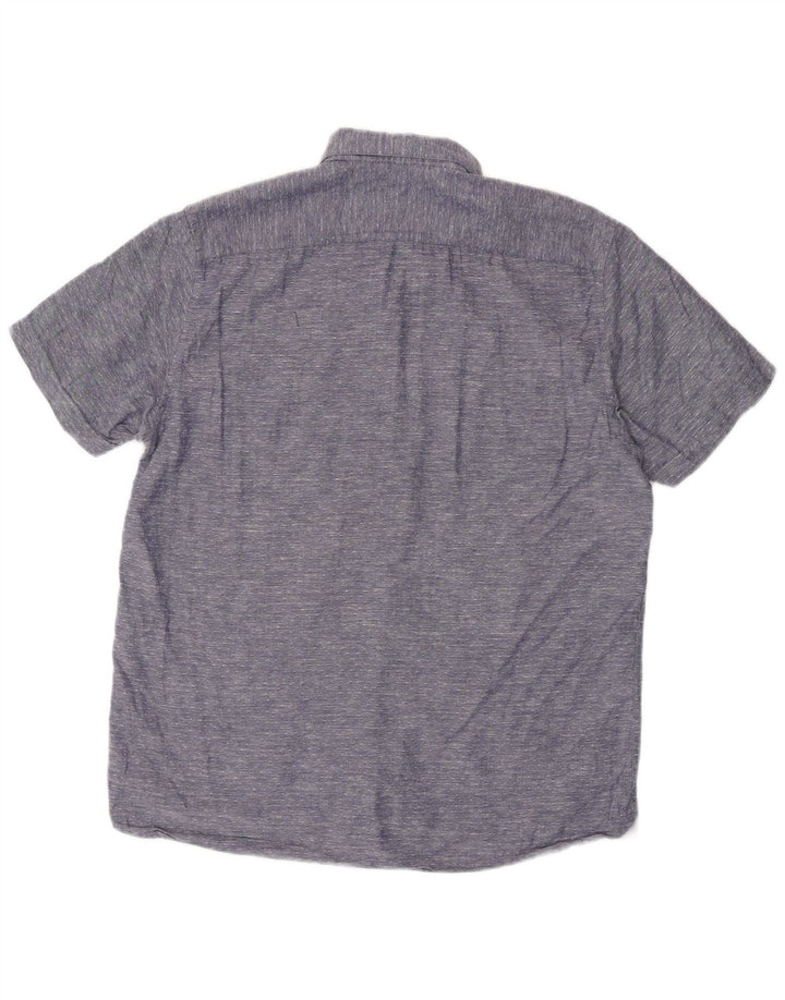 TED BAKER Camisa de manga corta para hombre Talla 3 Mediana Algodón moteado azul marino