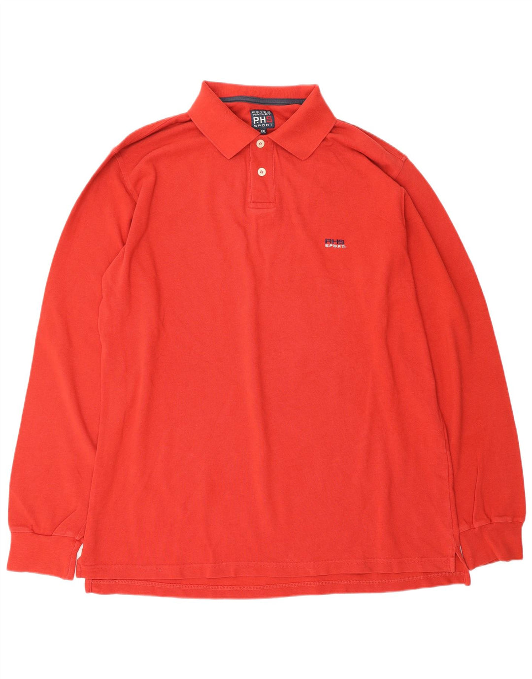 PETER HADLEY Polo de manga larga para hombre 2XL Algodón rojo