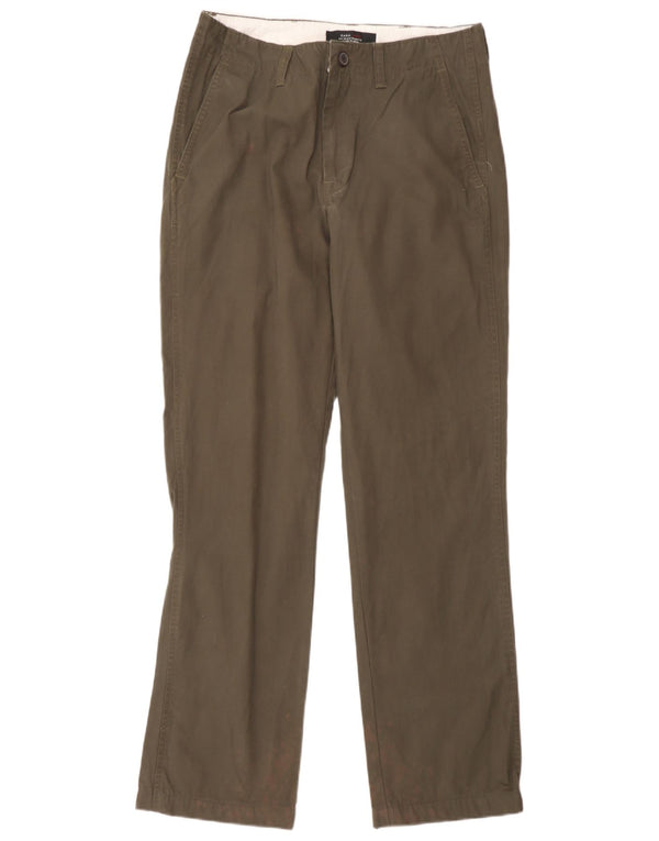 Zara Pantalón chino recto para hombre EU 38 Small W30 L32 Caqui Algodón