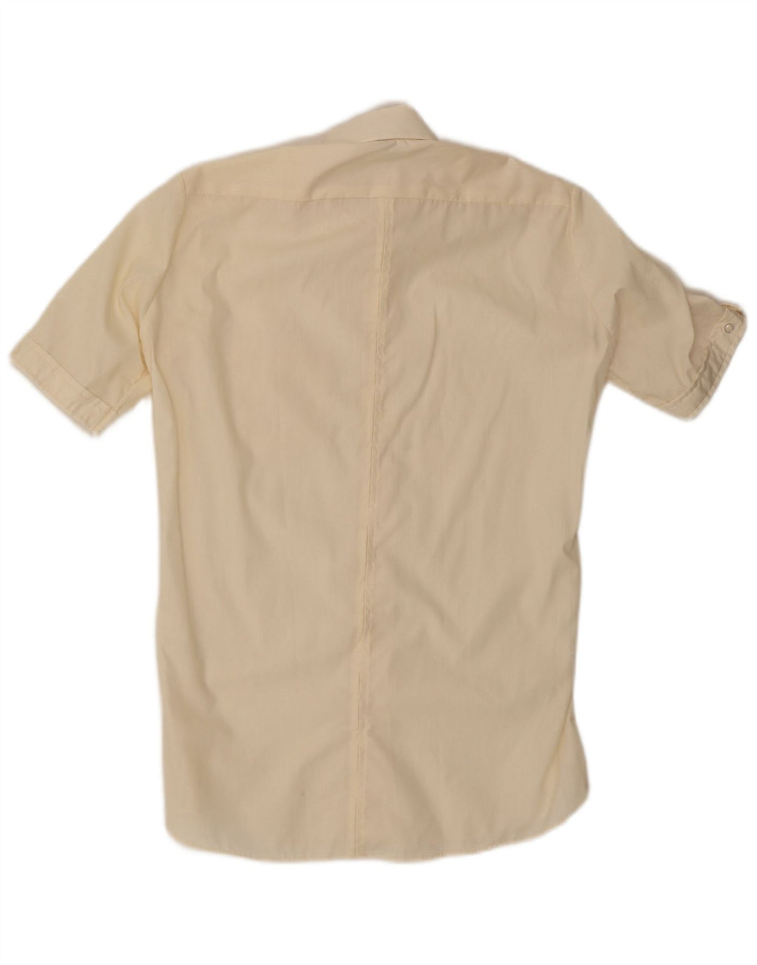 ETERNA Mens Short Sleeve Shirt Size 37 Small Off White Cotton