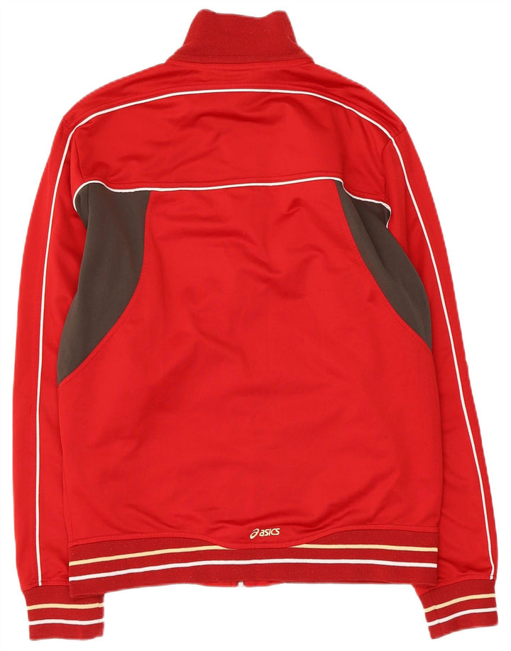 ASICS Hombre Chándal Top Chaqueta Medio Rojo Colorblock Poliéster