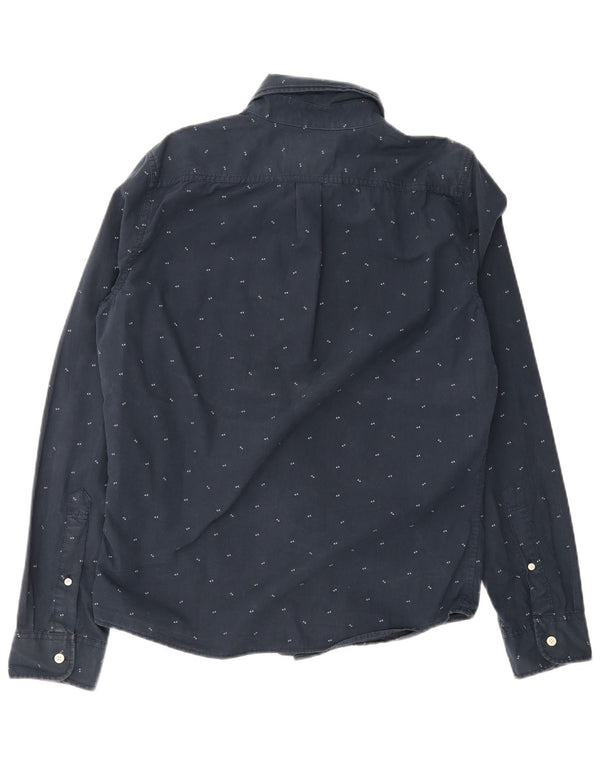 Abercrombie & Fitch Camisa ajustada para hombre de algodón con lunares azul marino grande