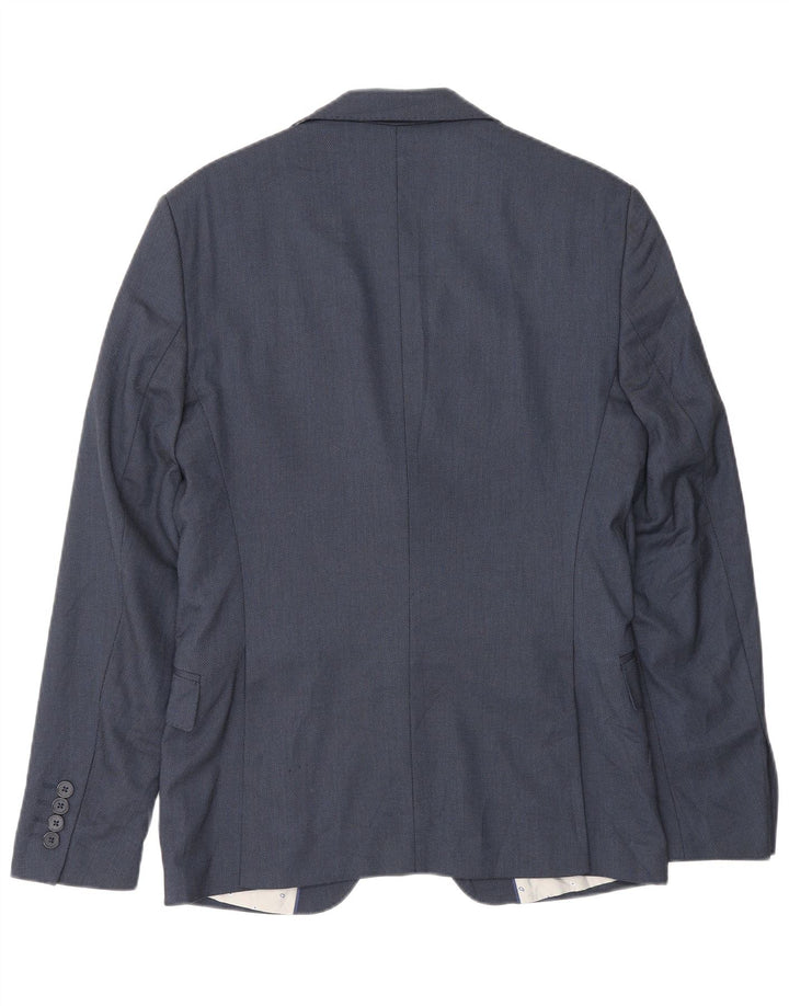 Zara Chaqueta tipo blazer de 2 botones para hombre EU 46 Small Viscosa azul marino