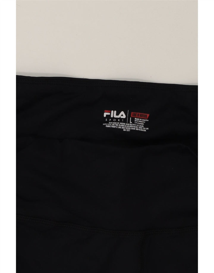 FILA Womens Capri Leggings UK 14 Large  Black Colourblock Polyester Vintage Fila and Second-Hand Fila from Messina Hembry 