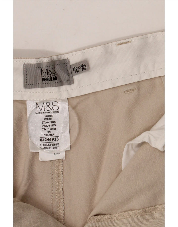 Marks & Spencer Pantalón Chino Regular Pegged para Hombre W38 L31 Algodón Beige