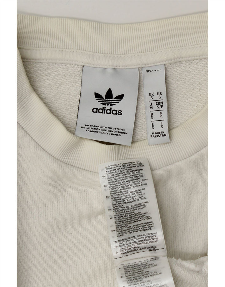 ADIDAS Hombre Sudadera Gráfica Jersey Pequeño Algodón Blanco