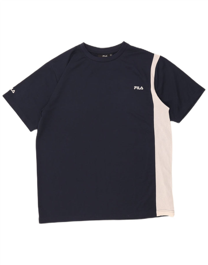 Fila Camiseta para hombre Top Large Azul marino Colorblock Poliéster