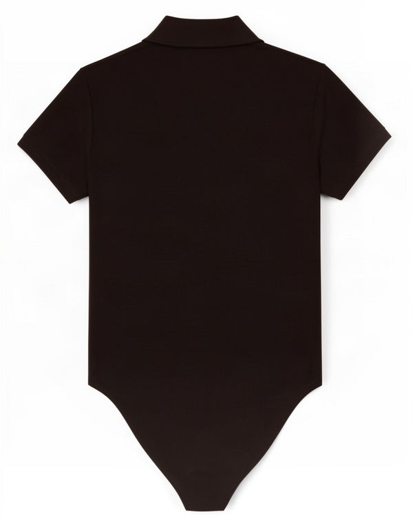 Zara Mujer Body Camisero UK 44 Grande Poliéster Negro