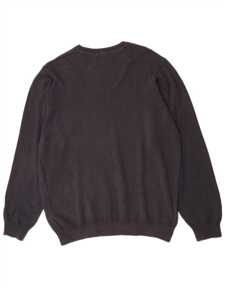 Marks & Spencer Jersey de cuello redondo azul Harbor para hombre, talla grande, azul marino