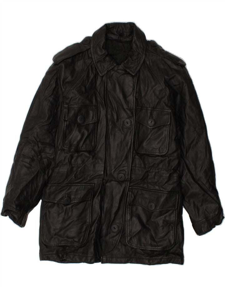 VINTAGE Womens Leather Jacket EU 40 Medium Black Leather Vintage Vintage and Second-Hand Vintage from Messina Hembry 