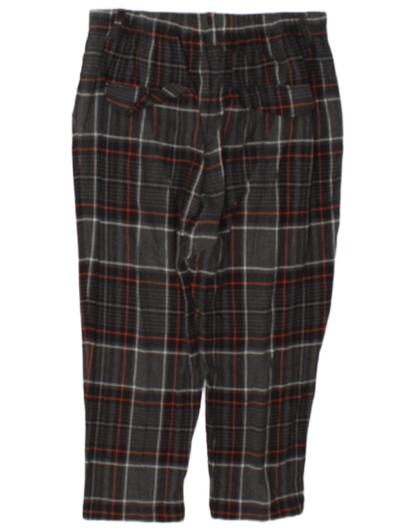Zara Mujer Pantalones Capri Cónicos De Cintura Alta Grande W30 L21 Cuadros Grises