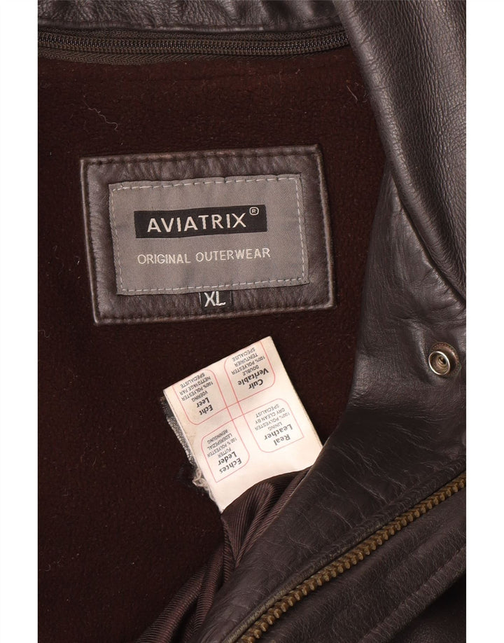 AVIATRIX Chaqueta de cuero de vuelo para hombre UK 42 XL Motero de cuero marrón