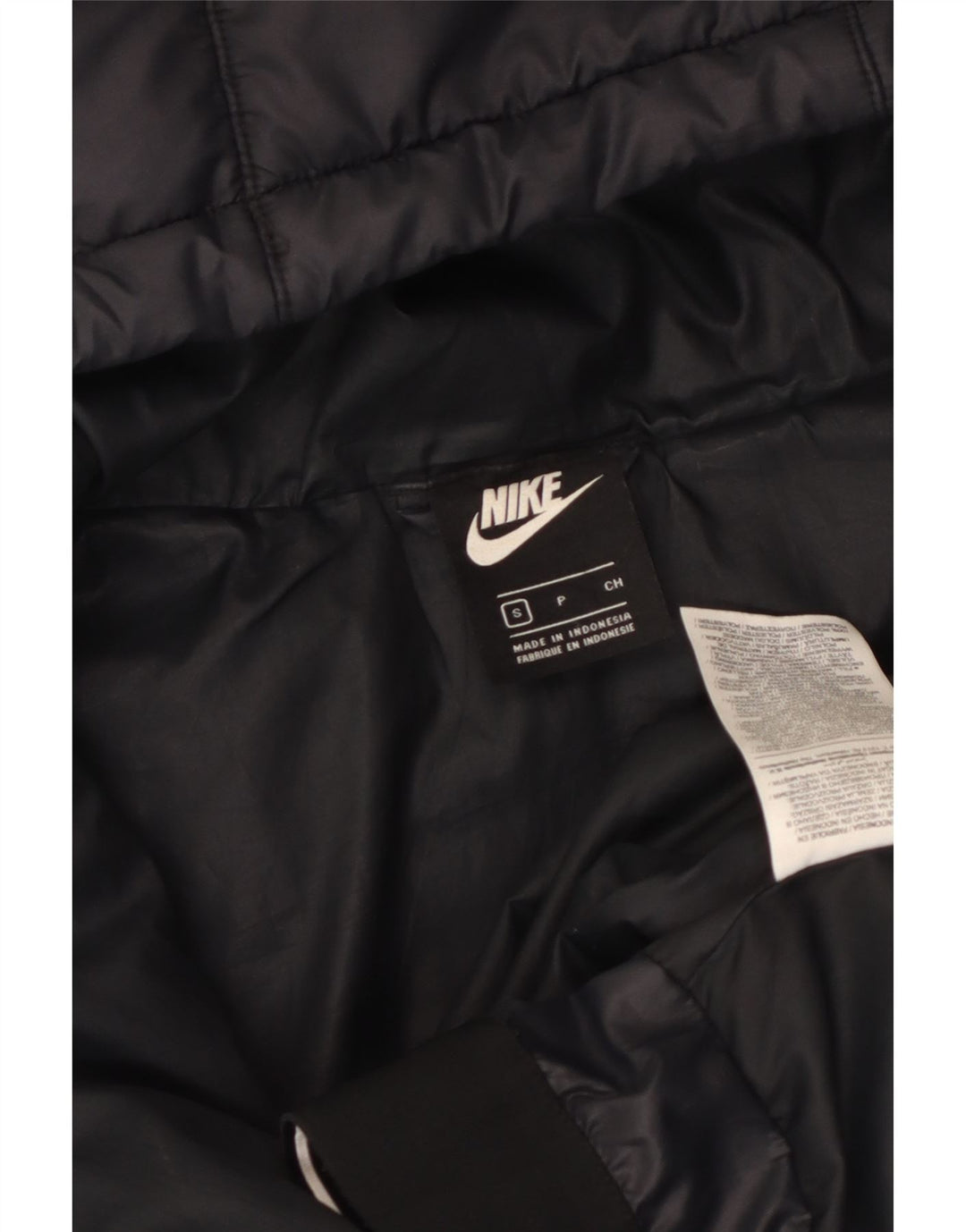 Nike Chaqueta acolchada con capucha para mujer UK 10 Small Poliéster negro