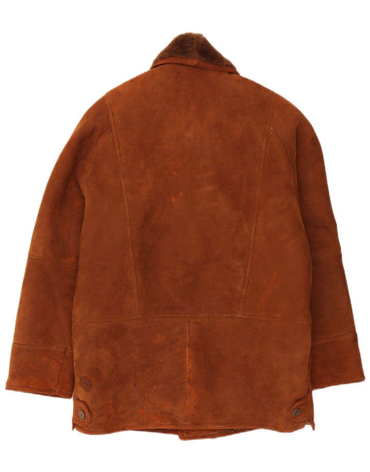 Vintage hombres shearling chaqueta IT 46 pequeño marrón shearling
