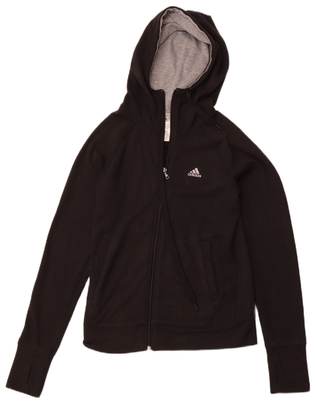 ADIDAS Climalite Zip Sudadera con capucha para mujer UK 4/6 XS Negro Poliéster