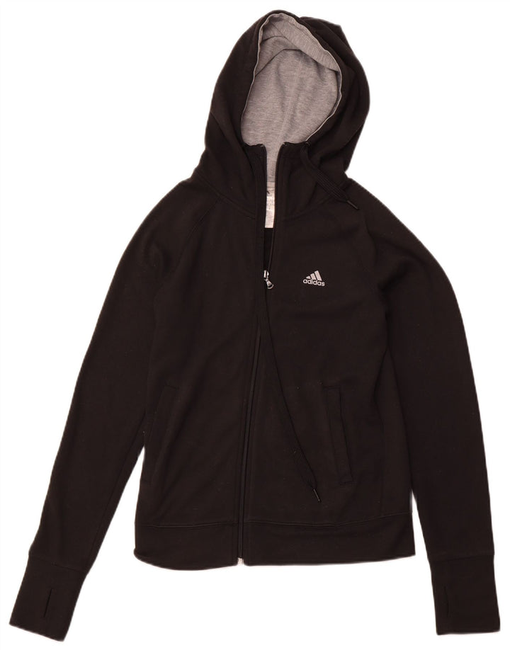 ADIDAS Climalite Zip Sudadera con capucha para mujer UK 4/6 XS Negro Poliéster