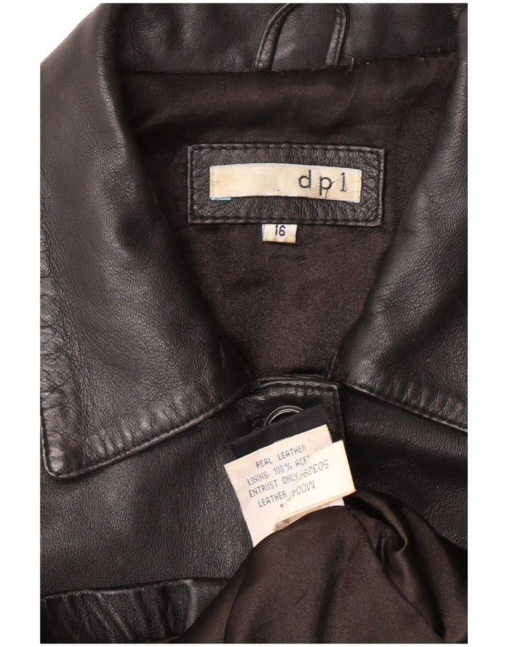 Vintage mujer chaqueta de cuero Reino Unido 16 cuero negro grande