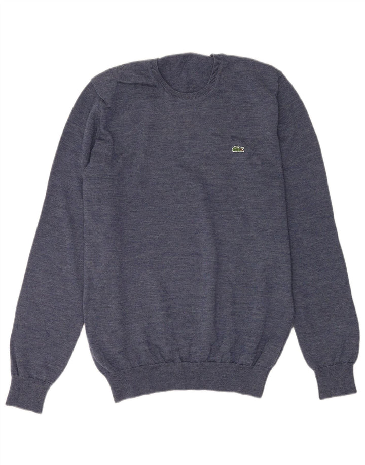 LACOSTE Jersey de cuello redondo para hombre talla 4 lana azul mediana