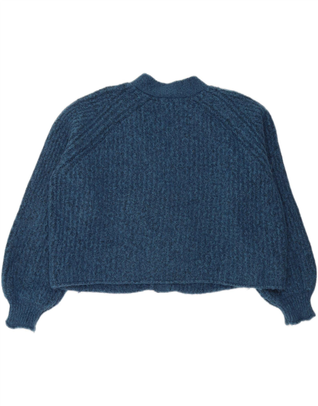 Zara Mujer Crop Suéter Cárdigan Extragrande UK 46 Grande Poliéster Azul
