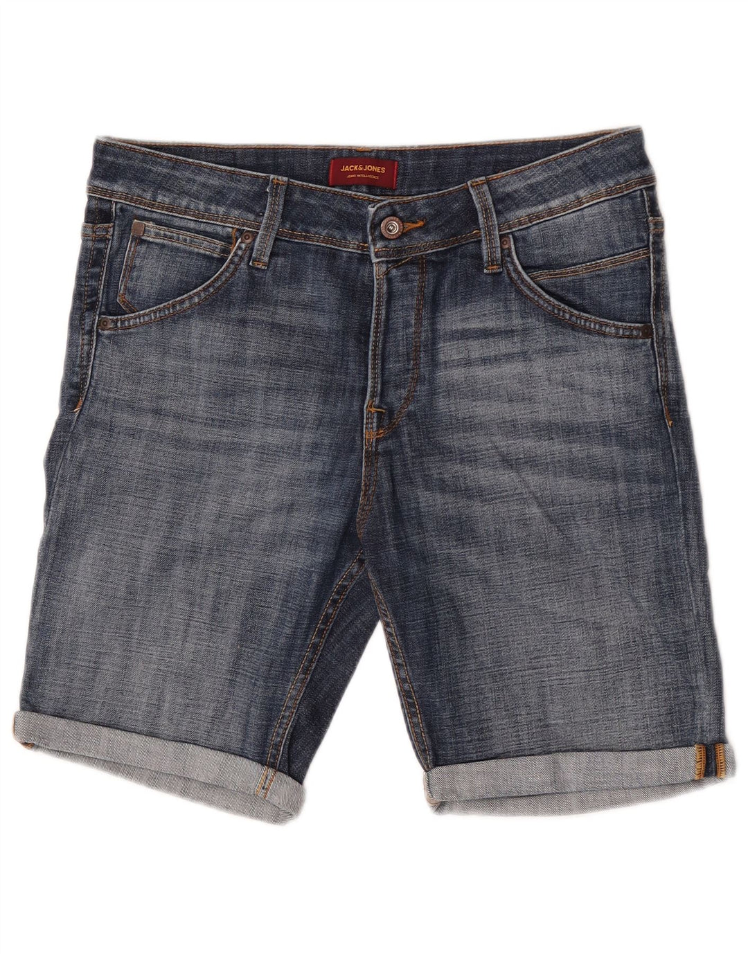 Jack & Jones Mens Shorts De Mezclilla Medio W32 Algodón Azul