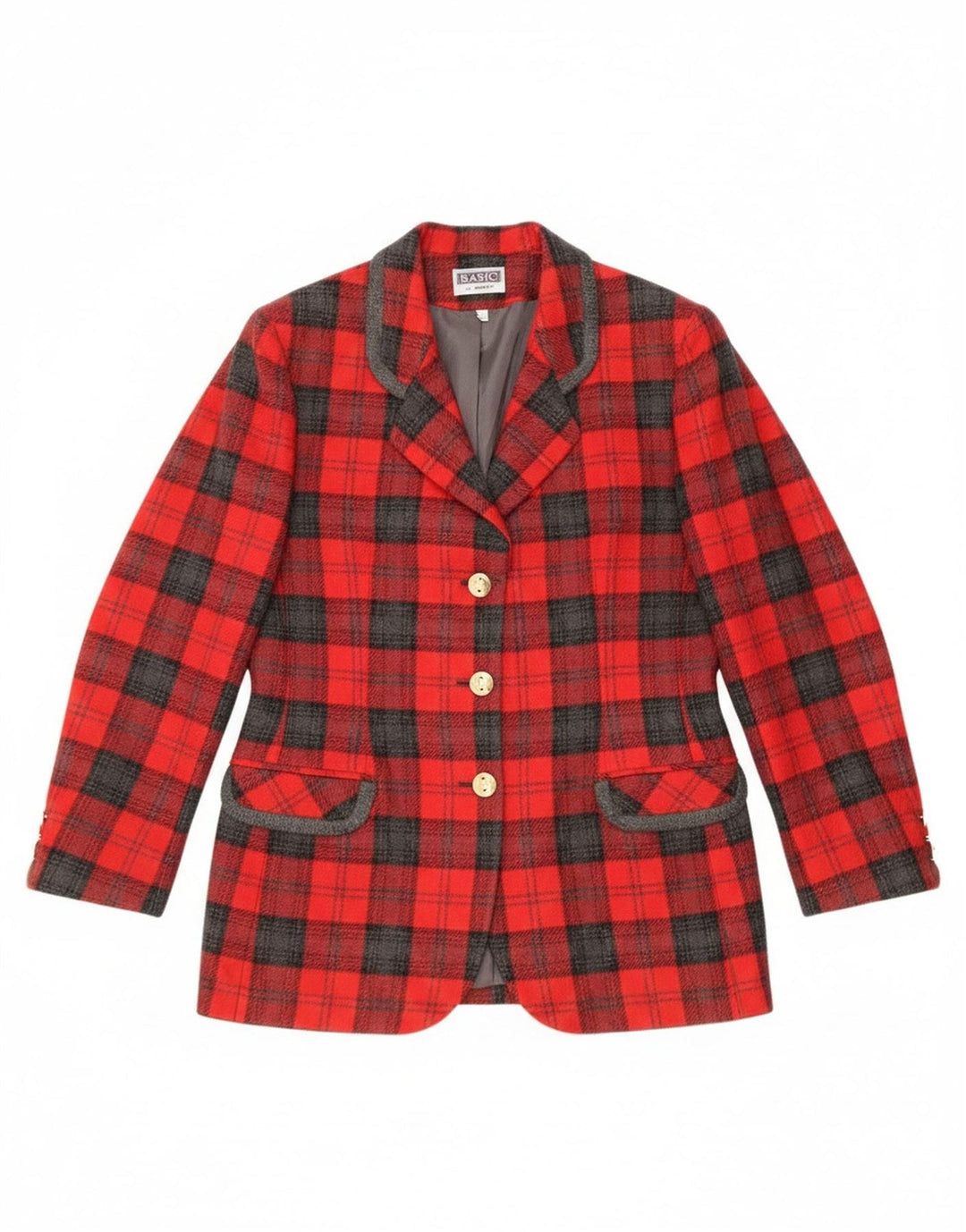 Bagarry Chaqueta Blazer De 3 Botones Para Mujer IT 44 Lana Mediana A Cuadros Rojos