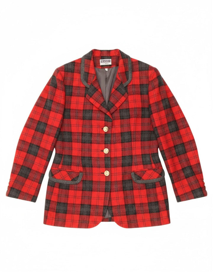 Bagarry Chaqueta Blazer De 3 Botones Para Mujer IT 44 Lana Mediana A Cuadros Rojos