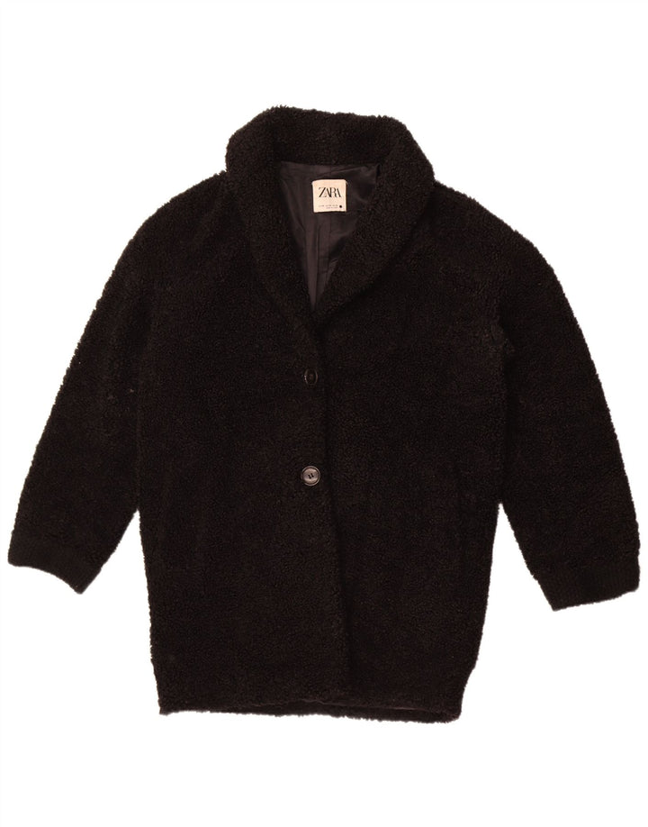 Zara Abrigo extragrande de forro polar para mujer UK 6 XS Poliéster negro