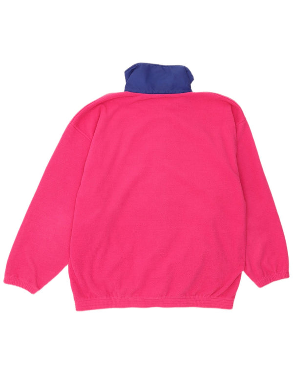 Vintage mujer suelta ajuste chaqueta de lana Reino Unido 14 grandes deportes de poliéster rosa