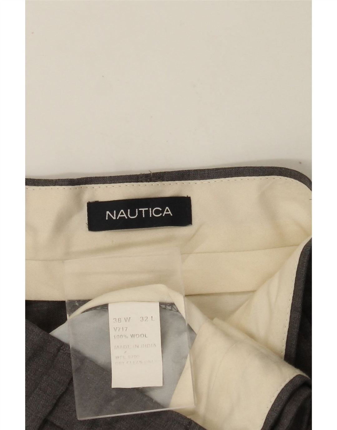 NAUTICA Pantalón de traje con pinzas para hombre W38 L32 Lana gris