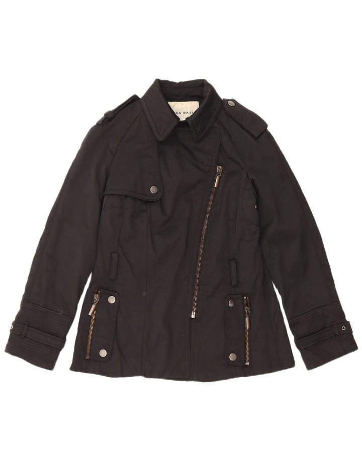 Zara Mujer Chaqueta Militar UK 40 Mediana Nylon Negro
