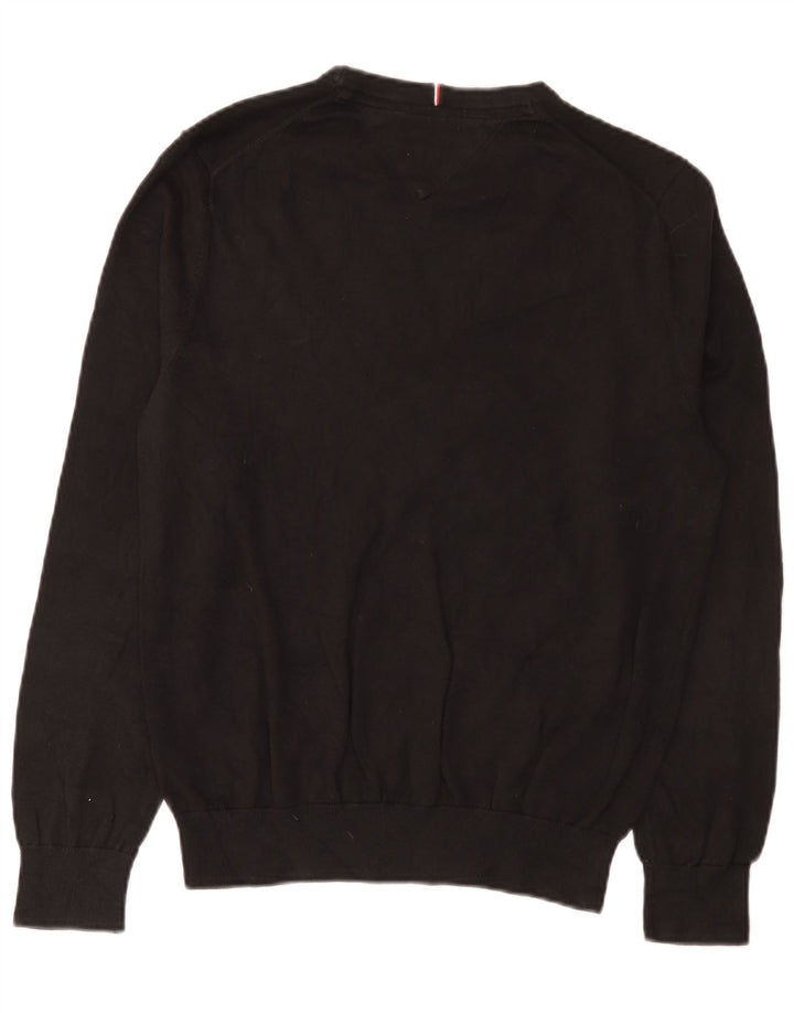 Tommy Hilfiger Jersey con cuello redondo para hombre, jersey de algodón negro mediano