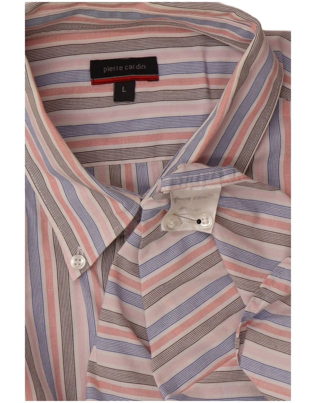 Camisa Pierre Cardin Hombre Grande Algodón Rayas Rosa