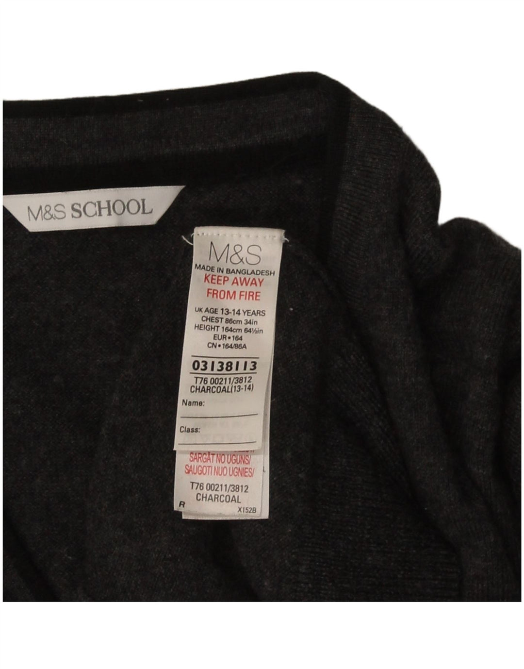 Marks & Spencer Cárdigan para niño 13-14 años Lana Merino Gris