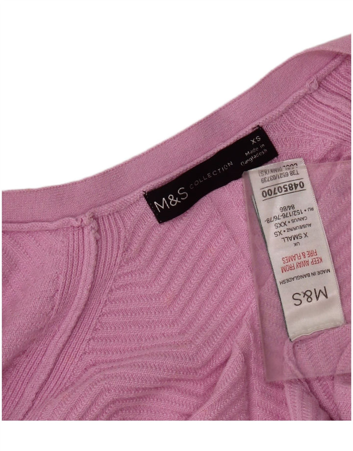 MARKS & SPENCER Suéter tipo cárdigan abierto para mujer Reino Unido 10 Small Pink Chevron