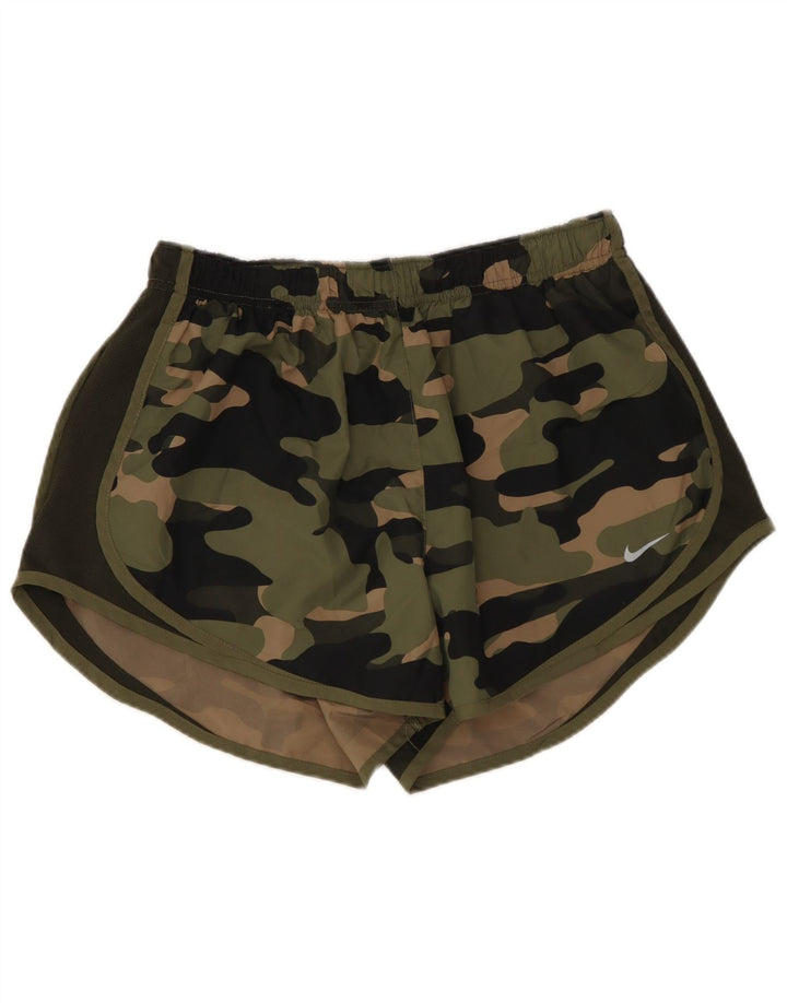 NIKE Pantalones cortos deportivos Dri Fit para mujer UK 14 Large Caqui Camuflaje Poliéster