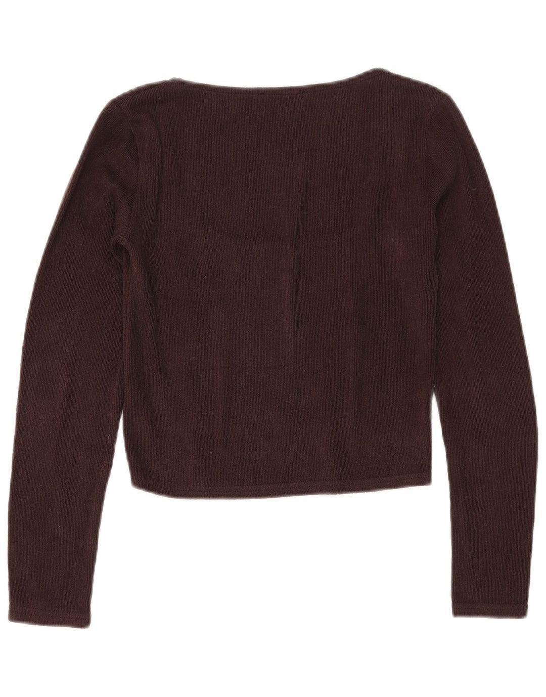 Zara Mujer Crop Top Manga Larga UK 42 Marrón Medio Poliéster