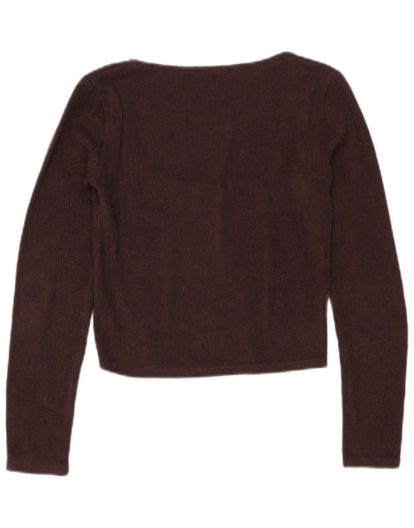 Zara Mujer Crop Top Manga Larga UK 42 Marrón Medio Poliéster