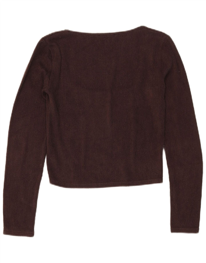 Zara Mujer Crop Top Manga Larga UK 42 Marrón Medio Poliéster