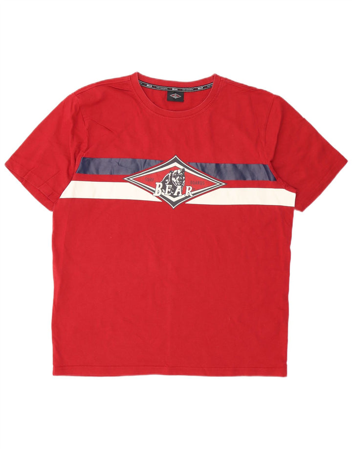 Camiseta estampada para hombre Bear Top XL Algodón rojo