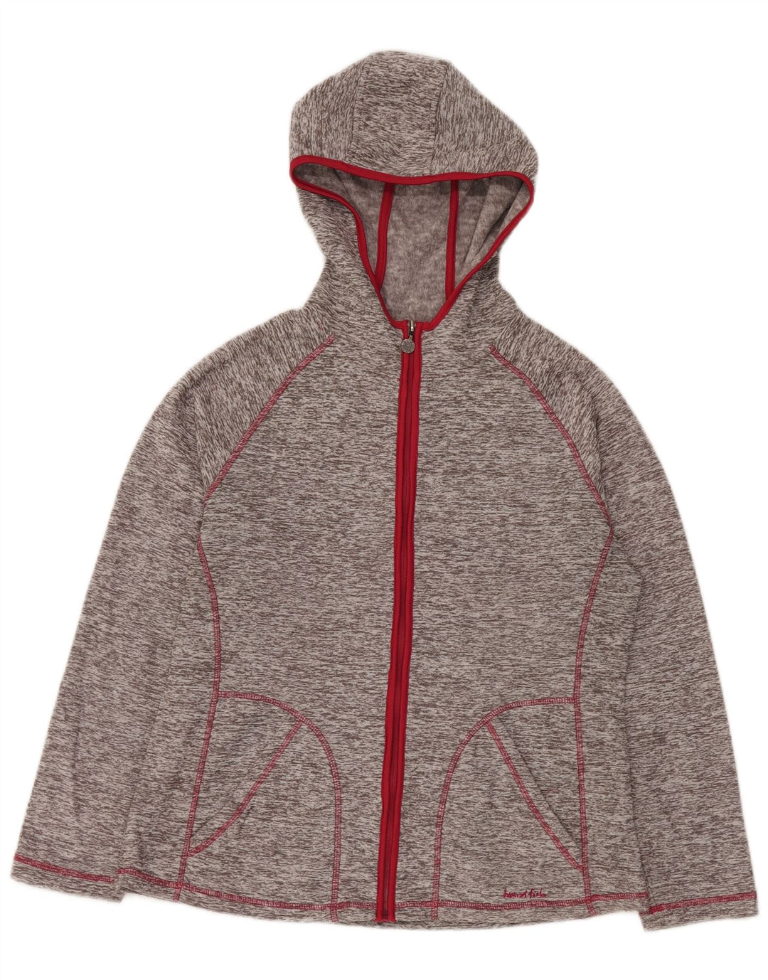 WEIRD FISH Suéter con capucha y cremallera para mujer UK 40 Grande Poliéster moteado gris
